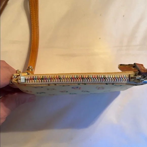 Dooney & Bourke Cream Multicolor Logo Wristlet - Picture 2 of 3